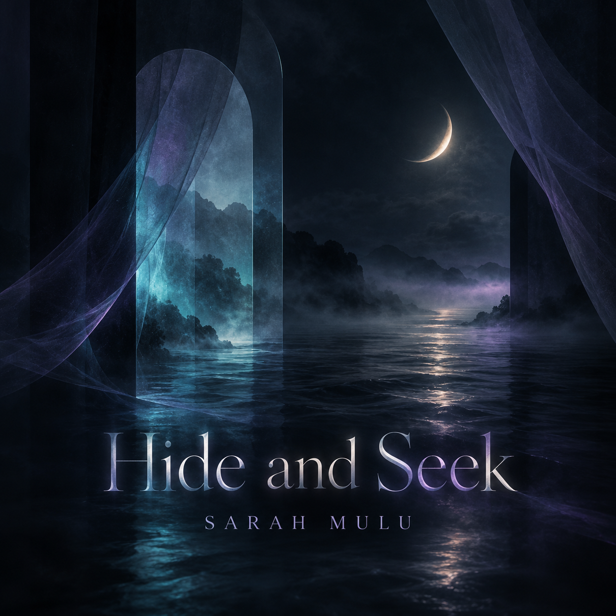 Hide and Seek cover artwork featuring a moonlit landscape in blue and violet